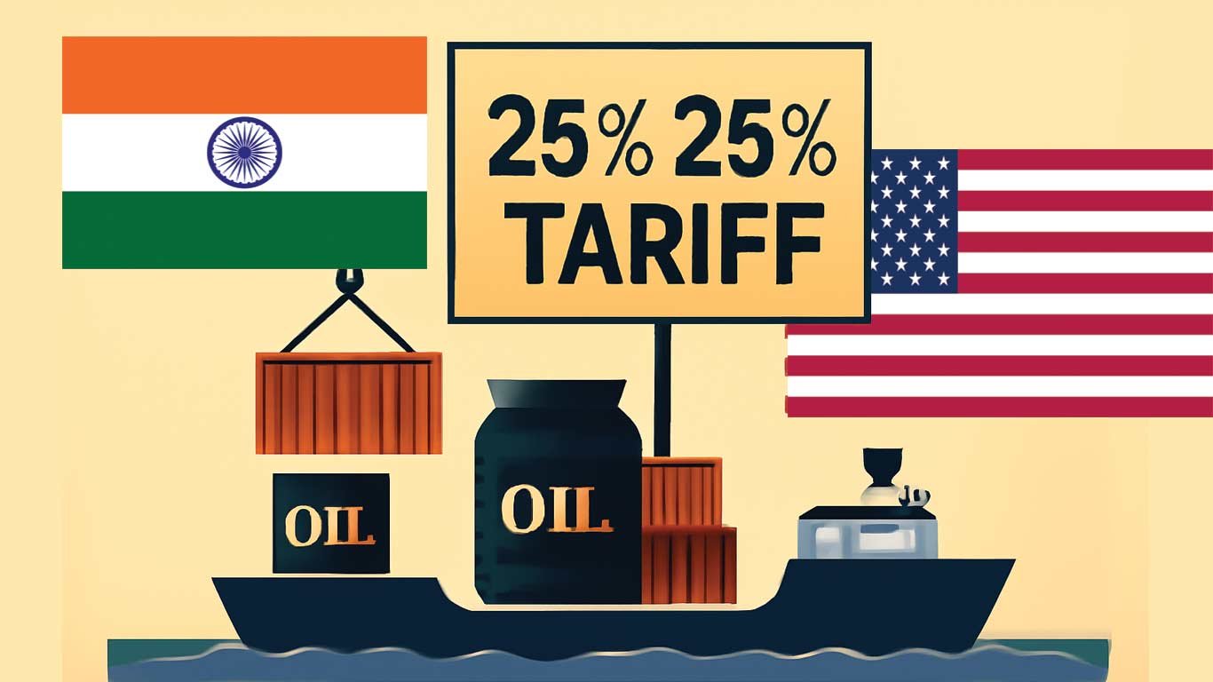 25% टैरिफ
रूस से तेल आयात
भारत अमेरिका व्यापार
