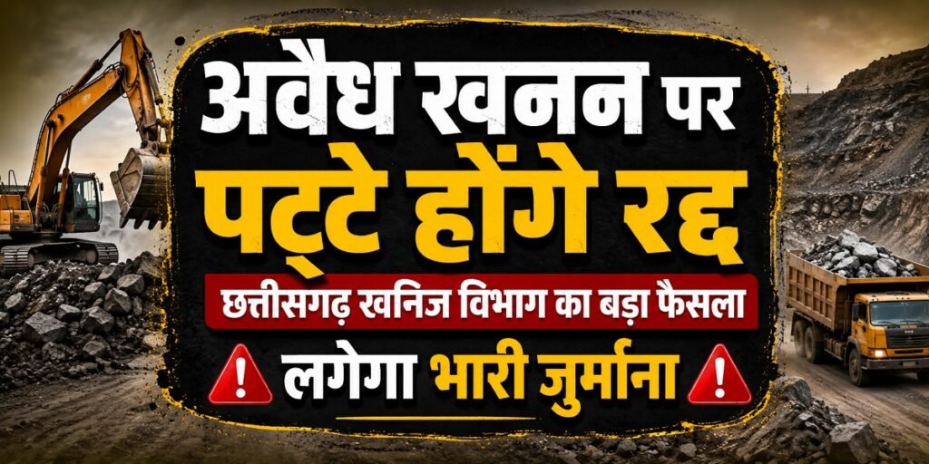 छत्तीसगढ़ खनिज विभाग का बड़ा फैसला – अवैध खनन करते पकड़े गए तो रद्द होगा पट्टा, लगेगा भारी जुर्माना Untitled 125