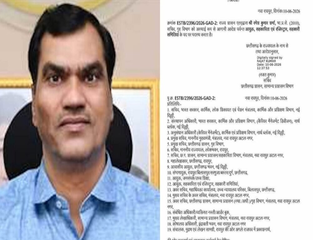 CG BREAKING: IAS रमेश कुमार को मिली नई जिम्मेदारी, सहकारिता एवं रजिस्ट्रार विभाग के आयुक्त नियुक्त Untitled 158