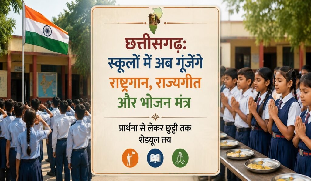 CG के सरकारी स्कूलों में बड़ा बदलाव, अब दिन की शुरुआत राष्ट्रगान और सरस्वती वंदना से, अंत में गूंजेगा राजगीत Untitled 213