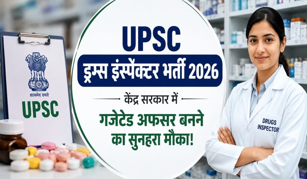 Sarkari Naukri 2026 : फार्मेसी और मेडिसिन ग्रेजुएट्स के लिए बड़ी खुशखबरी! UPSC ने निकाली 186 ड्रग्स इंस्पेक्टर भर्ती, जानें सैलरी और योग्यता Untitled 81