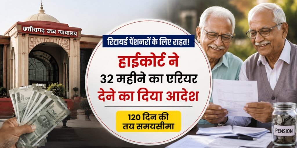 CG High Court: रिटायर्ड पेंशनरों के लिए राहत! हाईकोर्ट ने 32 महीने का एरियर देने का दिया आदेश, 120 दिन की तय समयसीमा aswx.jpge