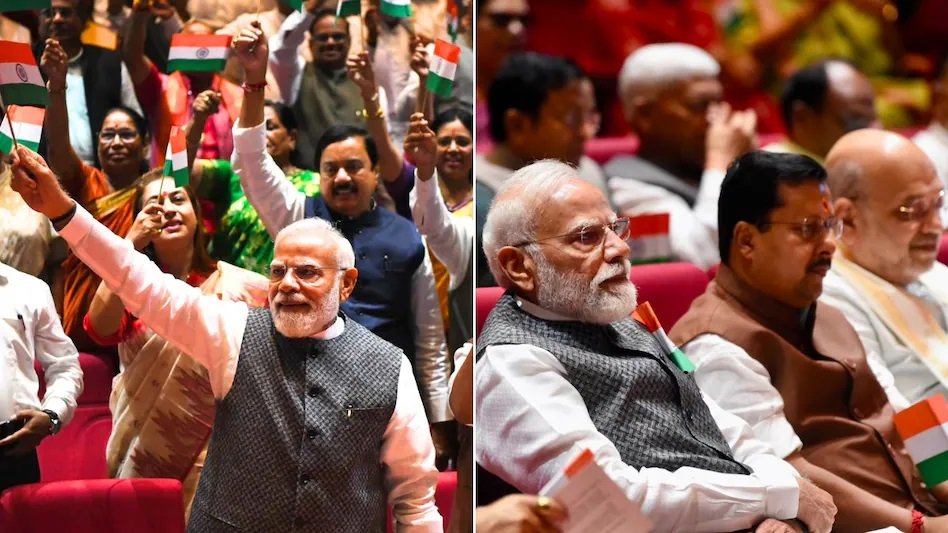NDA मंगल मिलन बैठक में दिखा देशभक्ति का रंग, PM मोदी समेत नेताओं ने लहराया तिरंगा Untitled 94