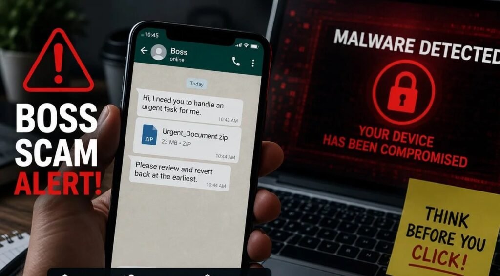 WhatsApp पर आया ‘Boss Scam’ का नया जाल, सरकार ने किया अलर्ट, एक गलती से लग सकता है लाखों का चूना asbg.jpge