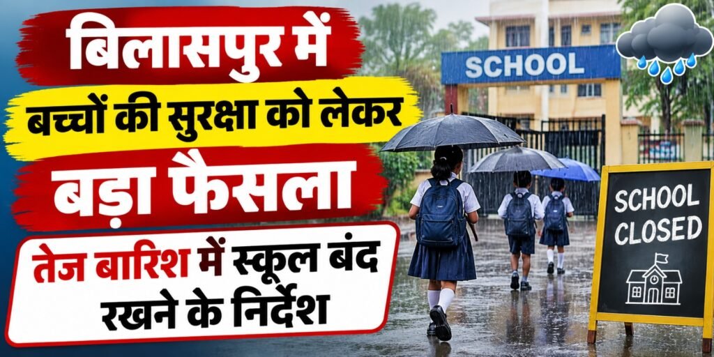 बिलासपुर में बच्चों की सुरक्षा को लेकर बड़ा फैसला, तेज बारिश में स्कूल बंद रखने के निर्देश fsf