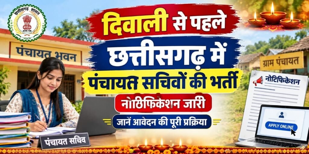 CG Panchayat Secretary Recruitment: दिवाली से पहले छत्तीसगढ़ में पंचायत सचिवों की भर्ती, नोटिफिकेशन जारी, जानें आवेदन की पूरी प्रक्रिया Untitled 280