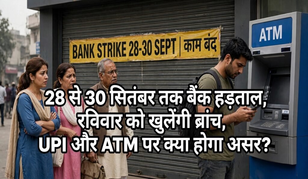 Bank Strike 2026: 28 से 30 सितंबर तक बैंक हड़ताल, रविवार को खुलेंगी ब्रांच, UPI और ATM पर क्या होगा असर? Untitled 294