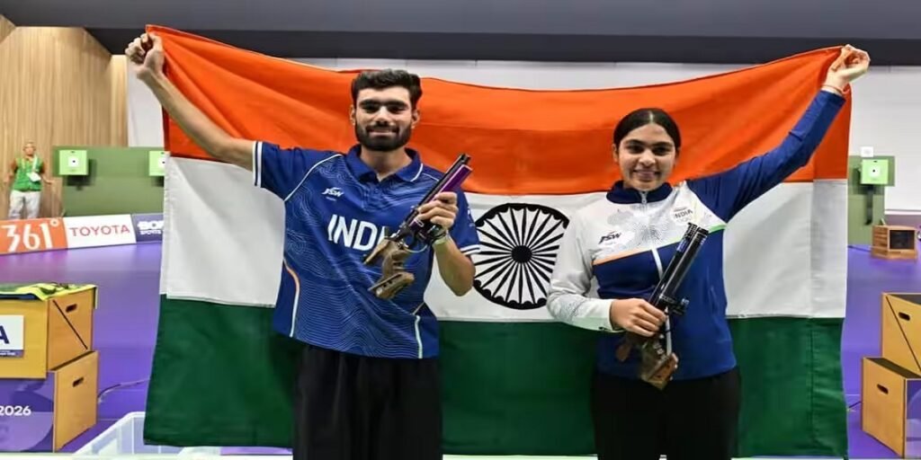 Asian Games 2026: भारत को मिला दूसरा गोल्ड, कमलजीत-सुरुचि ने 10m एयर पिस्टल मिक्स्ड इवेंट में जीता स्वर्ण Untitled 304