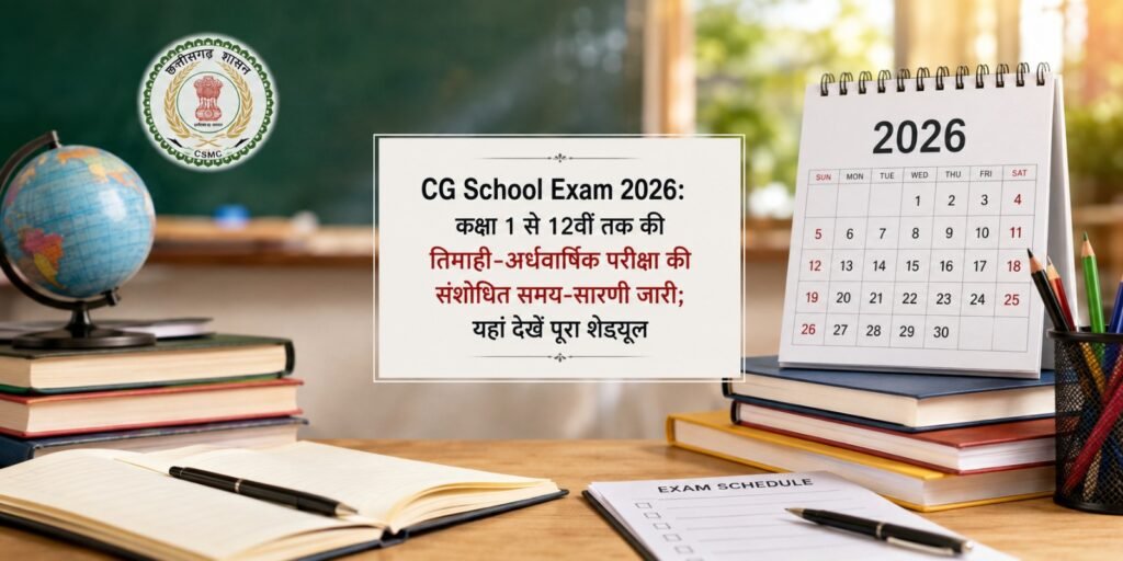 CG School Exam 2026: कक्षा 1 से 12वीं तक की तिमाही-अर्धवार्षिक परीक्षा की संशोधित समय-सारणी जारी; यहां देखें पूरा शेड्यूल gfg