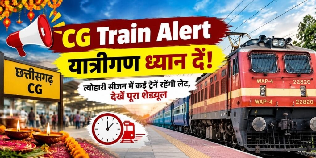 CG Train Alert: यात्रीगण ध्यान दें! त्योहारी सीजन में कई ट्रेनें रहेंगी लेट, देखें पूरा शेड्यूल Untitled 126