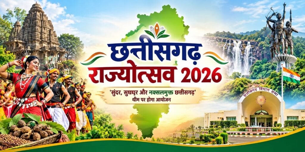 Chhattisgarh Rajyotsav 2026: ‘सुंदर, सुघ्घर और नक्सलमुक्त छत्तीसगढ़’ थीम पर होगा आयोजन, केंद्रीय गृह मंत्री अमित शाह होंगे शामिल Untitled 225