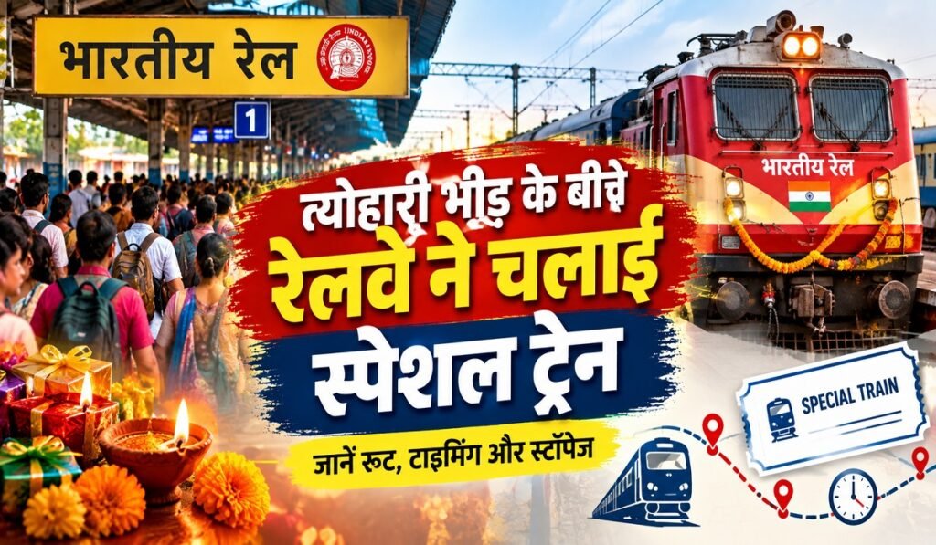 Puja Special Train: त्योहारी भीड़ के बीच रेलवे ने चलाई स्पेशल ट्रेन, जानें रूट, टाइमिंग और स्टॉपेज Untitled 31