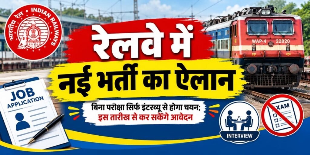 Railway Vacancy 2026: रेलवे में नई भर्ती का ऐलान, बिना परीक्षा सिर्फ इंटरव्यू से होगा चयन; इस तारीख से कर सकेंगे आवेदन Untitled 78