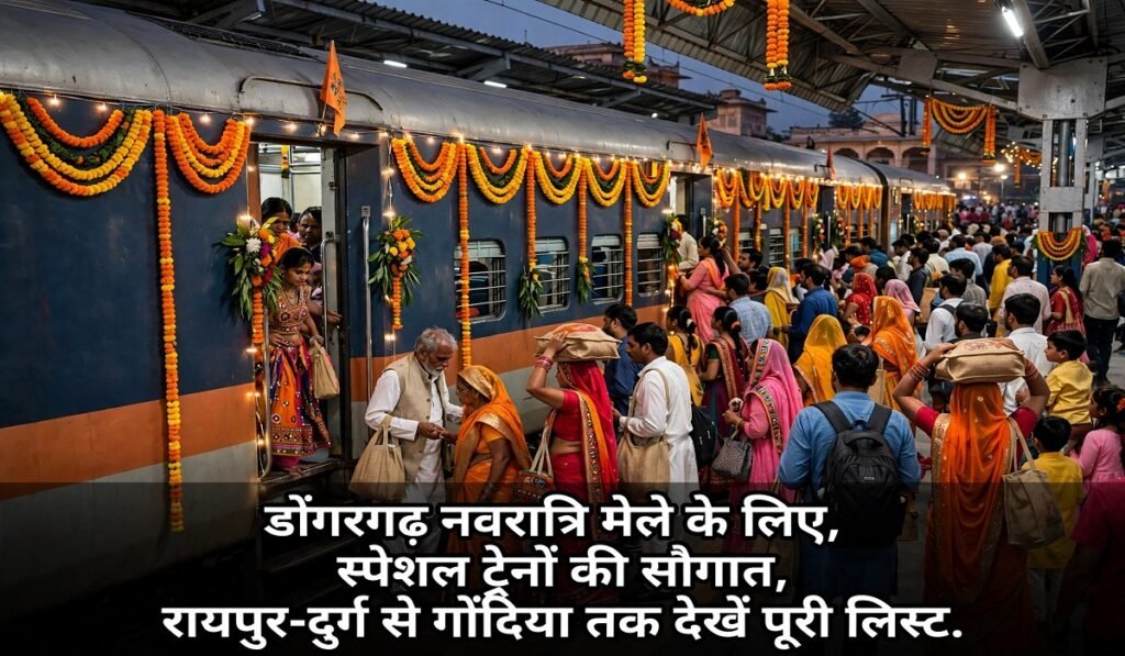 डोंगरगढ़ नवरात्रि मेले के लिए स्पेशल ट्रेनों की सौगात, रायपुर-दुर्ग से गोंदिया तक देखें पूरी लिस्ट Untitled 99